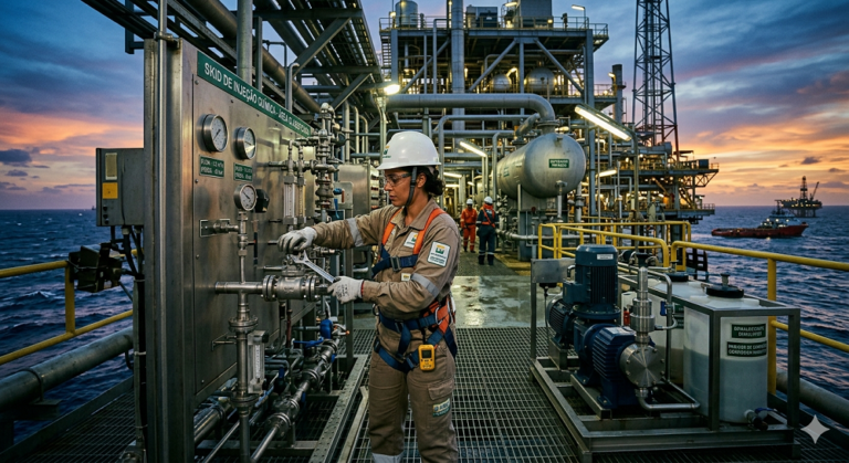 A contribuição da química na produção de óleo e gás em uma plataforma de petróleo