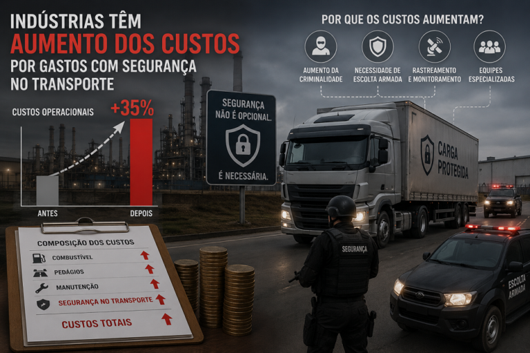 62% das indústrias têm aumento dos custos por gastos com segurança no transporte, diz CNI